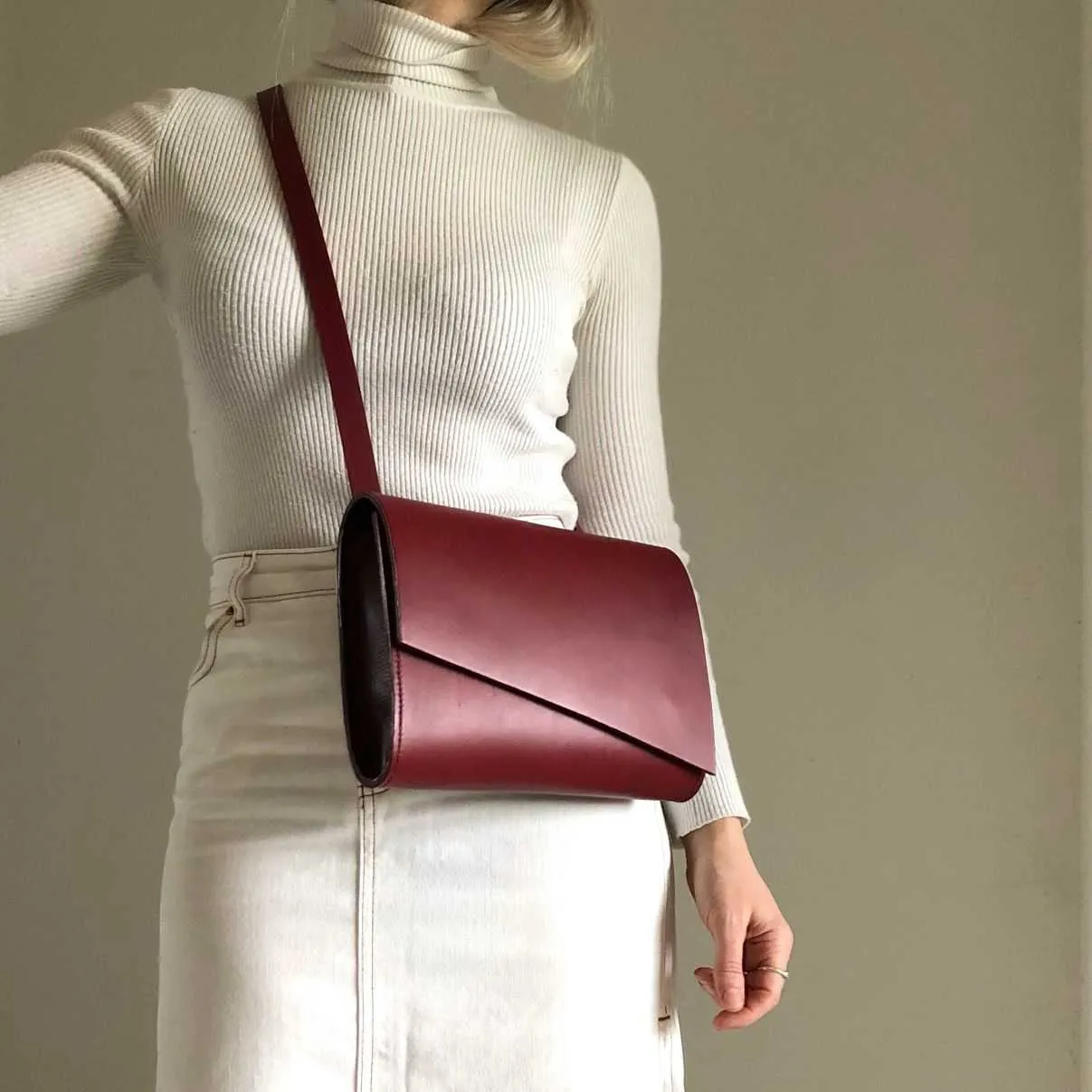 Pioneer Midi Red Leather Crossbody Bag