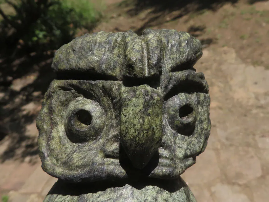Polished Hand Carved Verdite Owl  x 1 From Zimbabwe