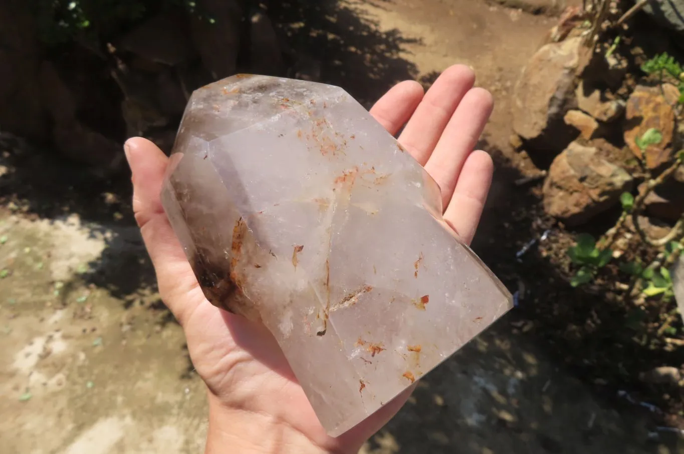 Polished Smokey Window Quartz Sceptre Crystal x 1 From Madagascar
