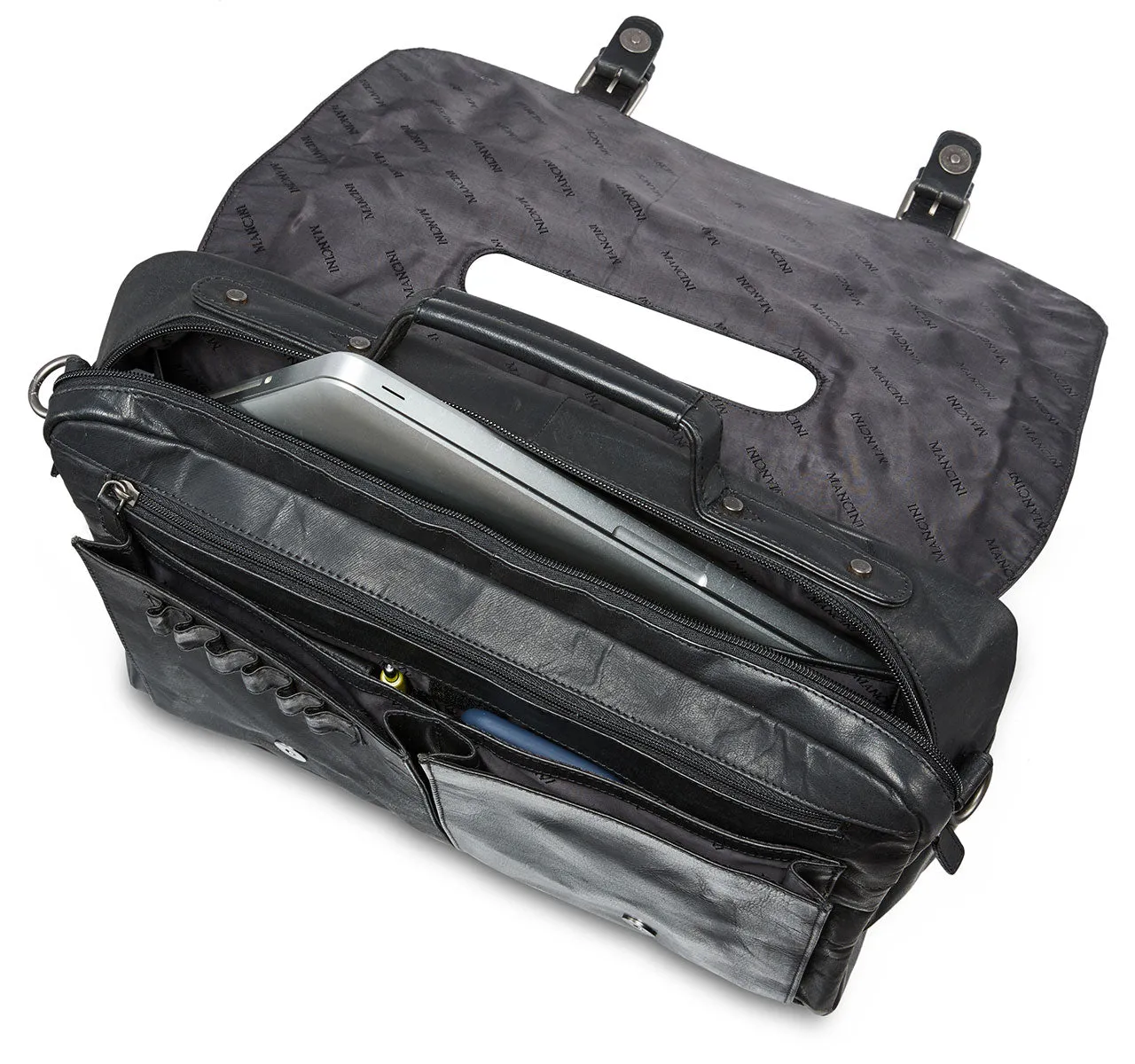 Porthole Briefcase for 15.6" Laptop / Tablet with RFID Secure Pocket, 16" x 4" x 11", Black