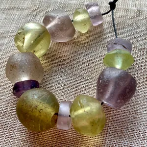 Purple & Jonquil Antique Glass Beads, 1700's