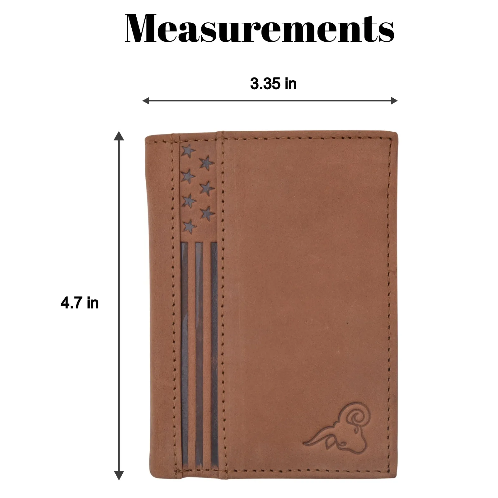 RFID Protected Mens Leather Wallet Bifold 2 ID Windows Double Bill Sections USA Stars & Stripes