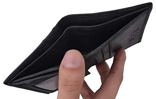 RFID Protected Mens Leather Wallet Bifold 2 ID Windows Double Bill Sections USA Stars & Stripes