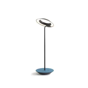 Royyo Matte Black With Azure Felt Modern LED Desk Lamp with USB Port