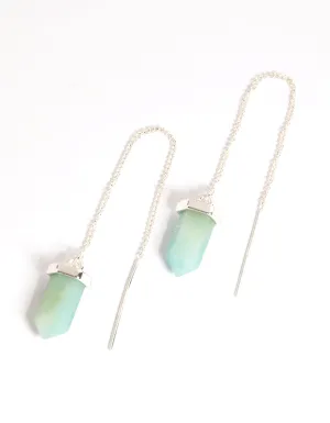 Silver Amazonite Shard Thread Earrings