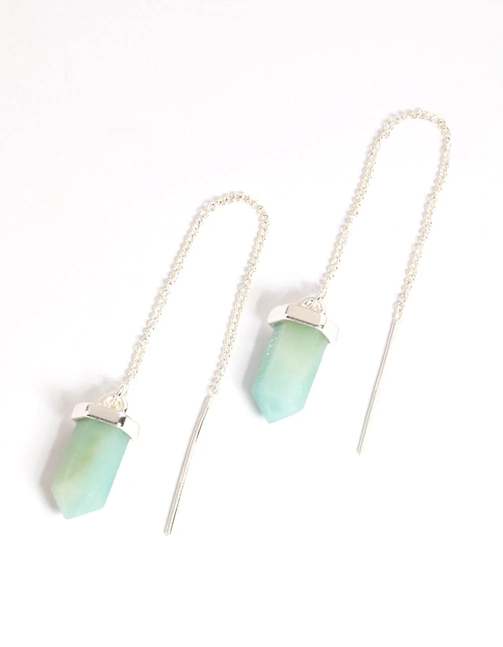 Silver Amazonite Shard Thread Earrings