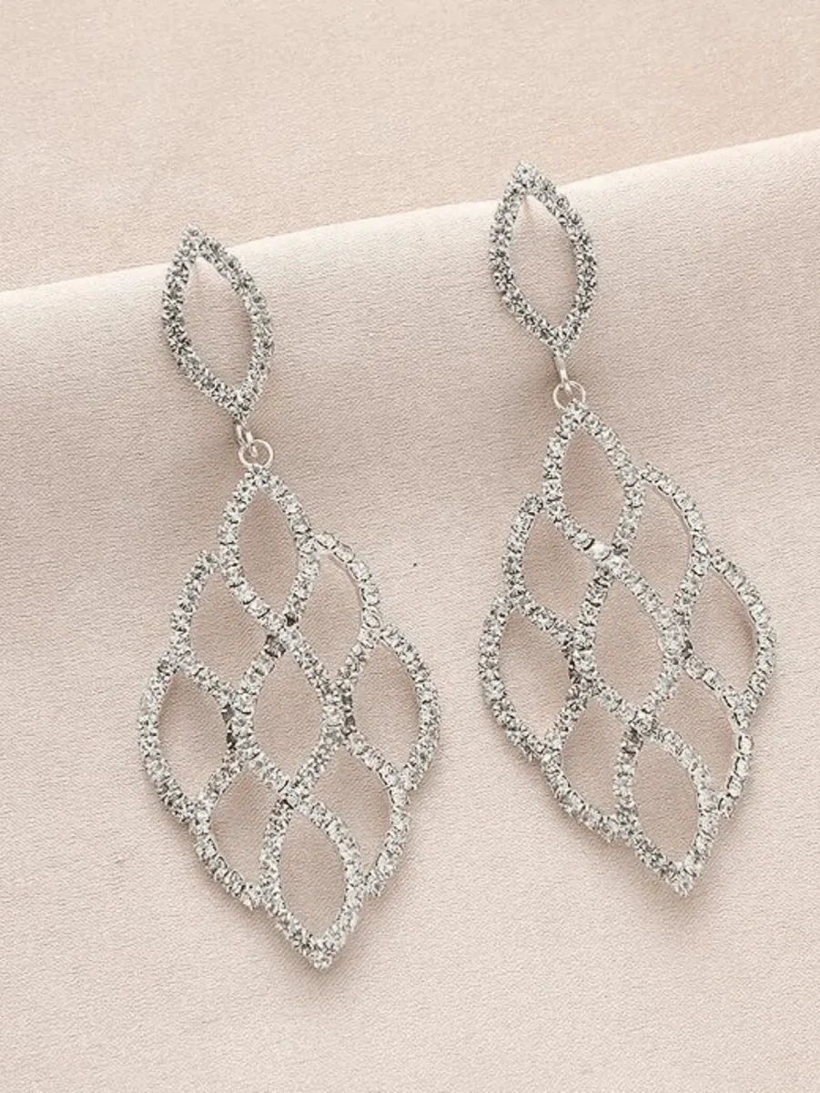 Silver Cutout Leaf Unique Earrings