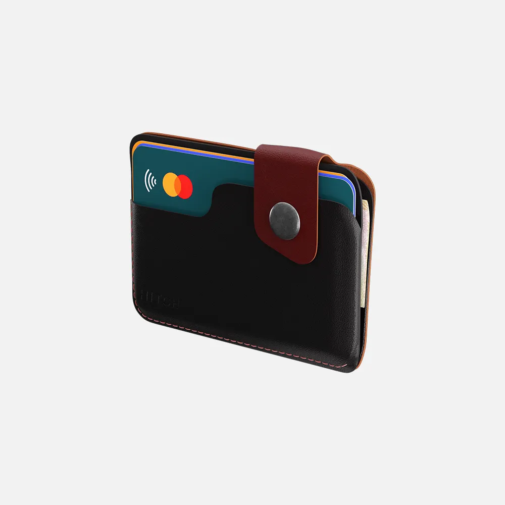 Snap Cardholder - Black/Burgundy