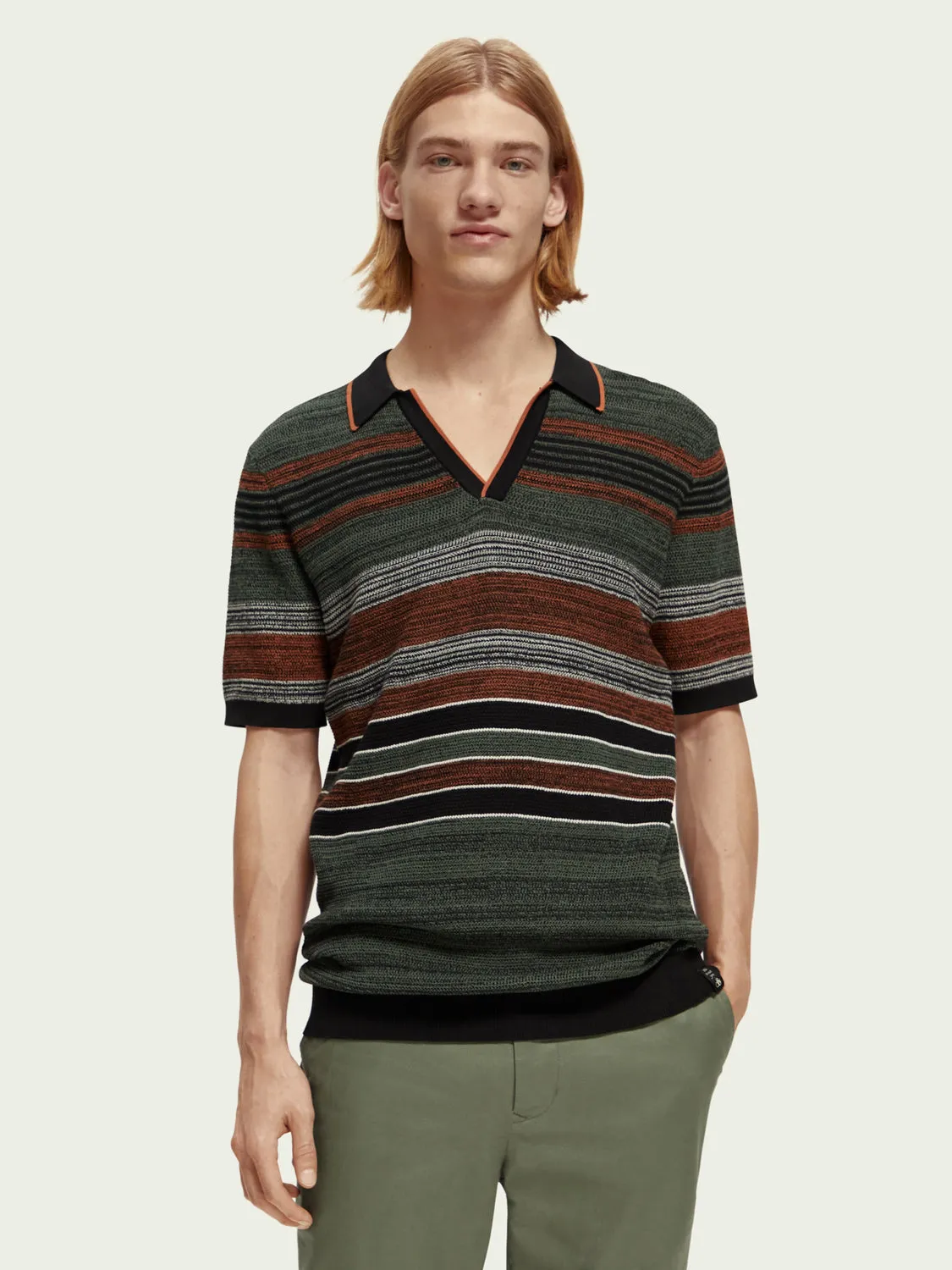 STRIPED KNIT POLO
