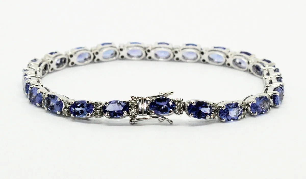 Tanzanite And Diamond Tennis Bracelet Ad No.0692