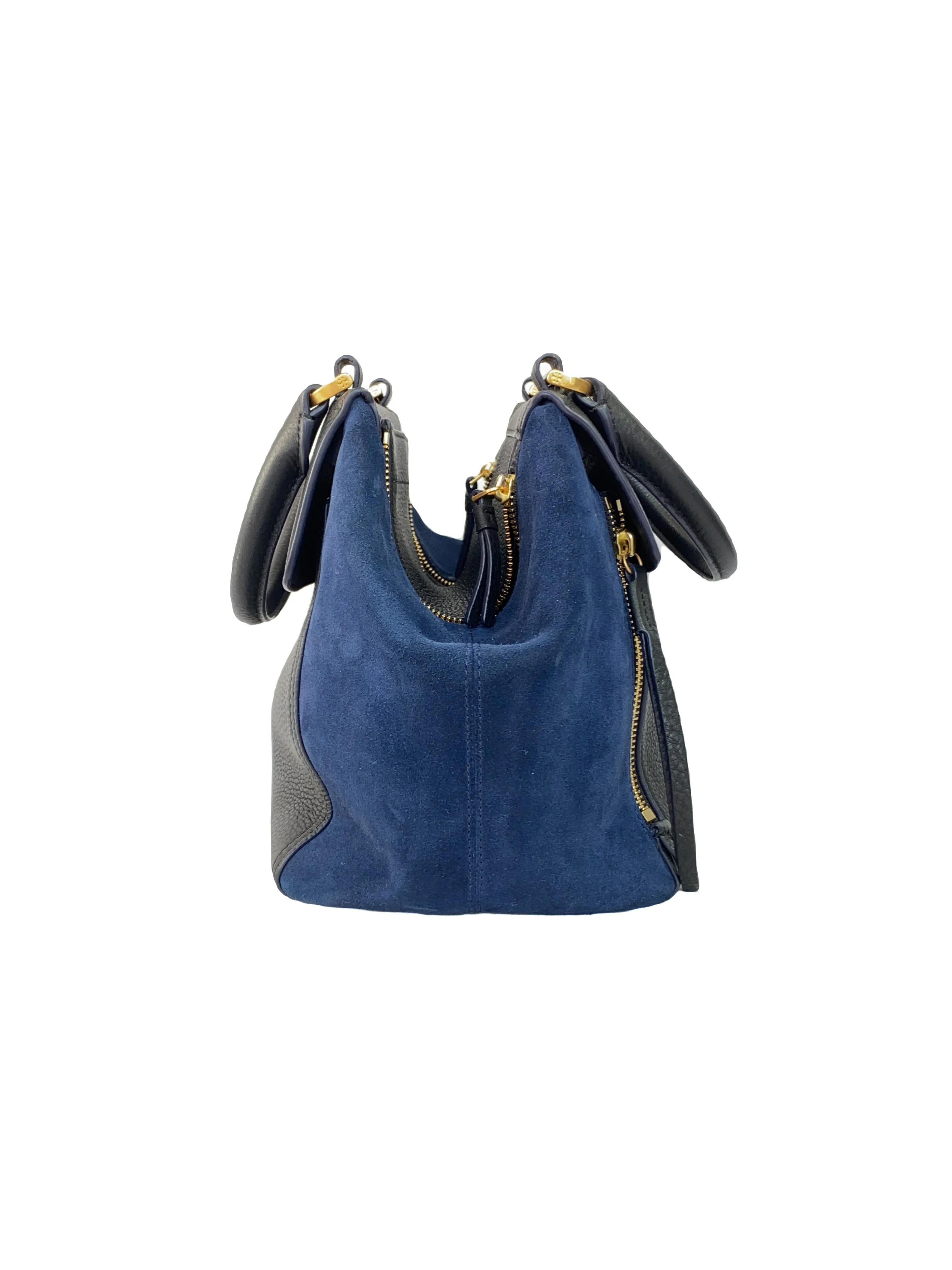 Tory Burch navy half moon satchel