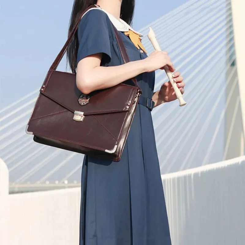 UAKISS  -  Japanese JK Bags for Women High-capacity Messenger Bag Solid PU Uniform Shoulder Bag All Match Popular Briefcase 2024 сумка