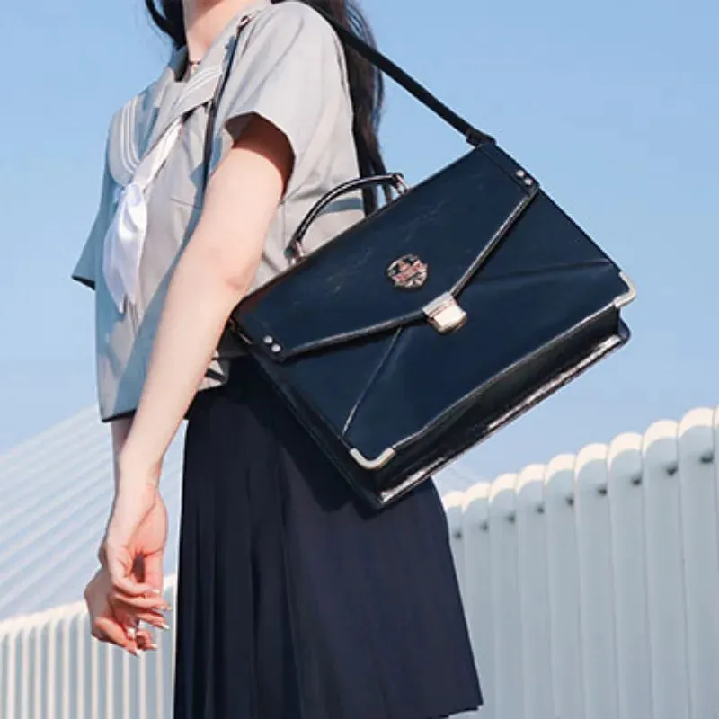 UAKISS  -  Japanese JK Bags for Women High-capacity Messenger Bag Solid PU Uniform Shoulder Bag All Match Popular Briefcase 2024 сумка