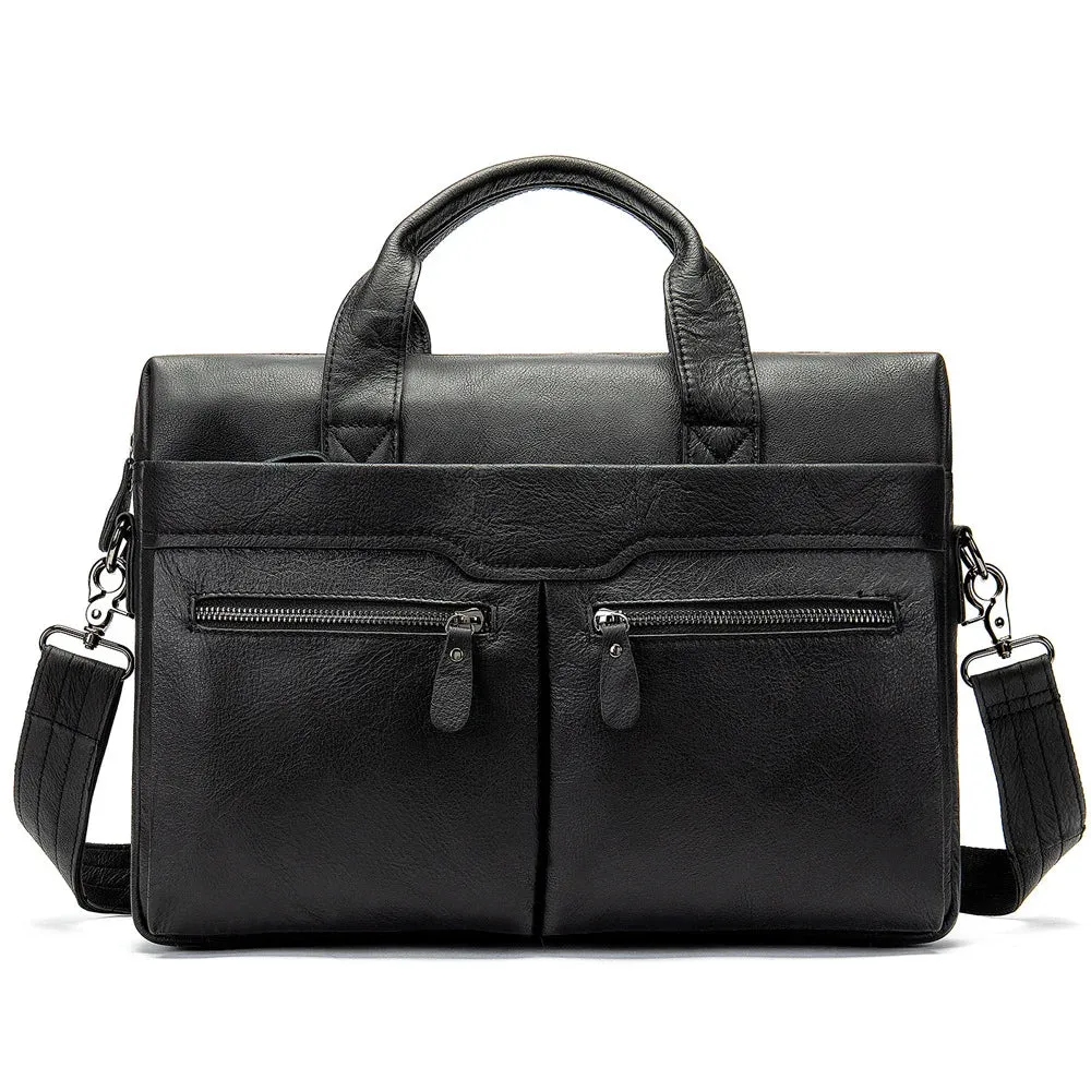 UAKISS  -  New Men Cow Leather Briefcase Men's Large Messenger Bag Vintage Document Shoulder Male Bag Office Handbag For Men Attache Case