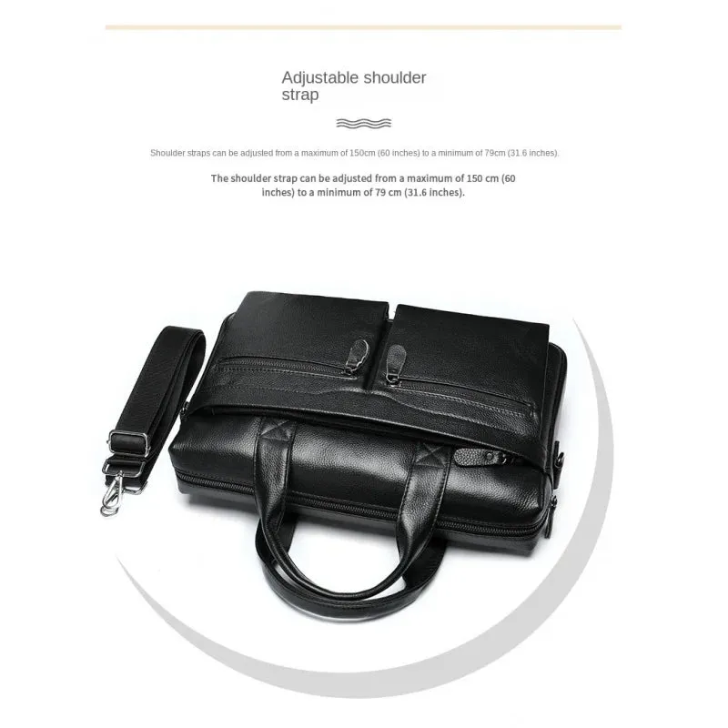 UAKISS  -  New Men Cow Leather Briefcase Men's Large Messenger Bag Vintage Document Shoulder Male Bag Office Handbag For Men Attache Case