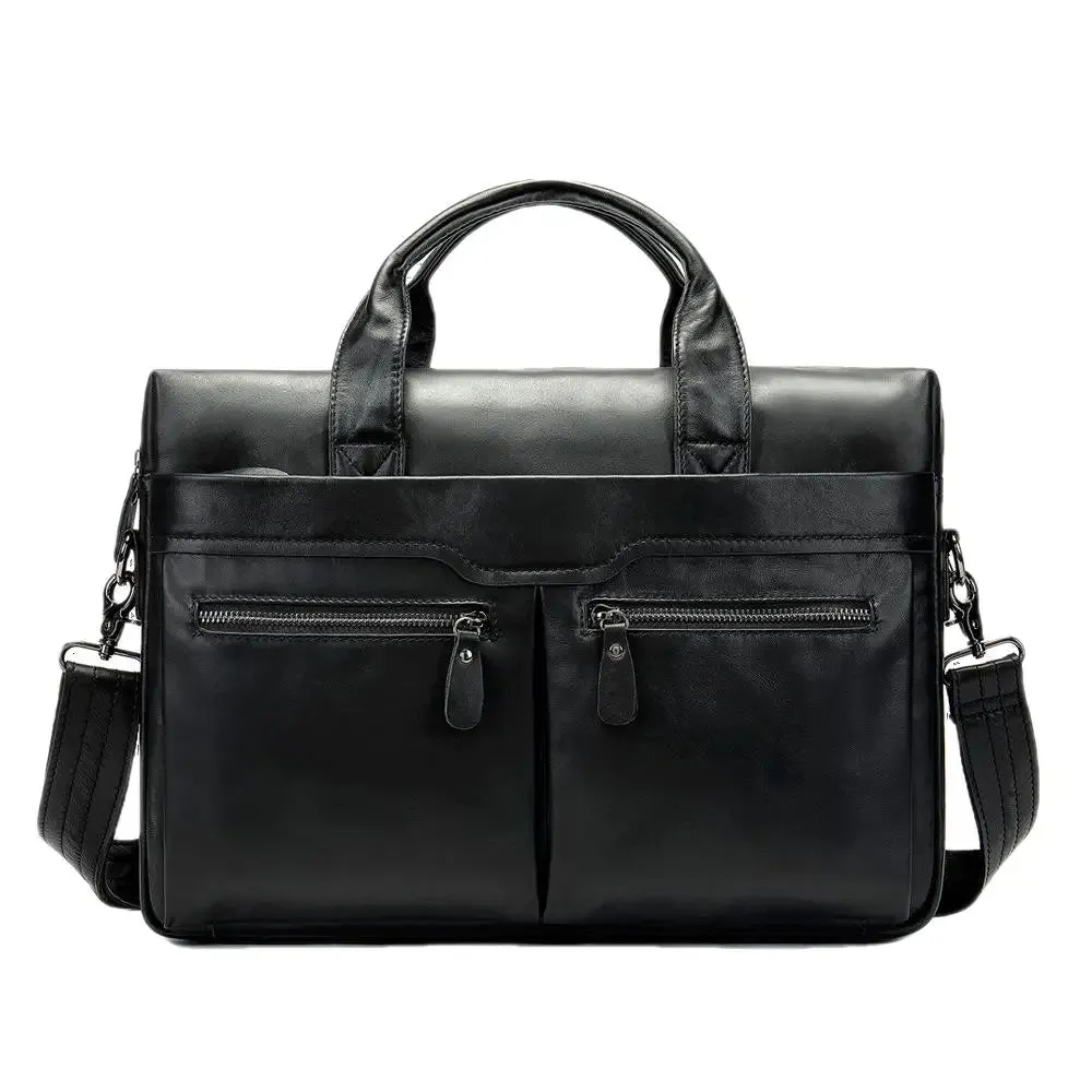 UAKISS  -  New Men Cow Leather Briefcase Men's Large Messenger Bag Vintage Document Shoulder Male Bag Office Handbag For Men Attache Case