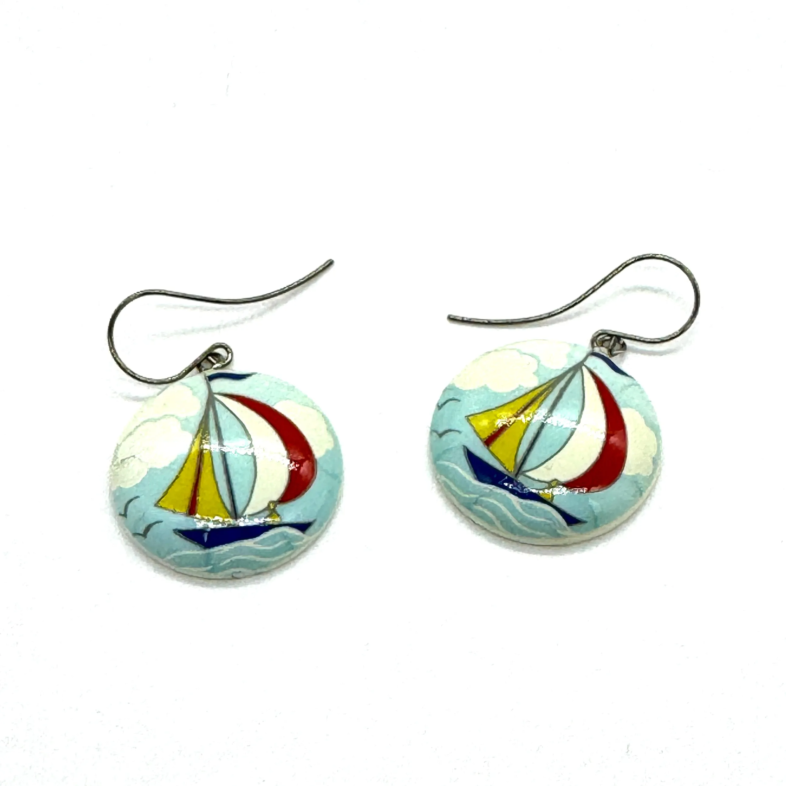 Unique Sailboat Vintage Drop Earrings