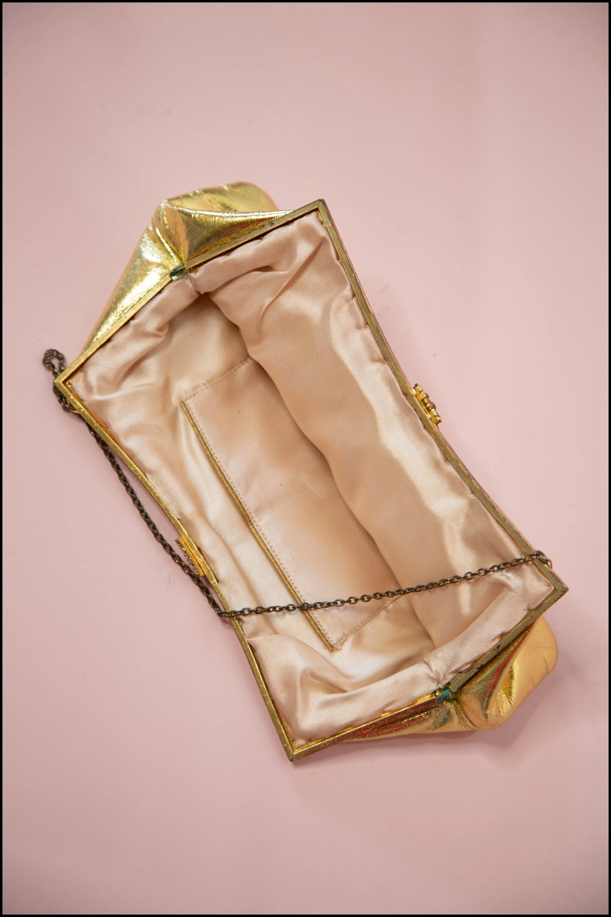 Vintage 1950s Gold Leather Evening Bag