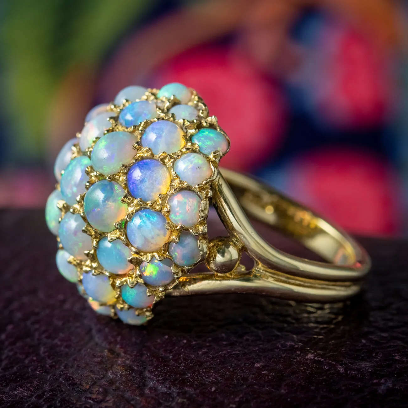 Vintage Opal Boule Cluster Ring 4ct Total Dated 1966