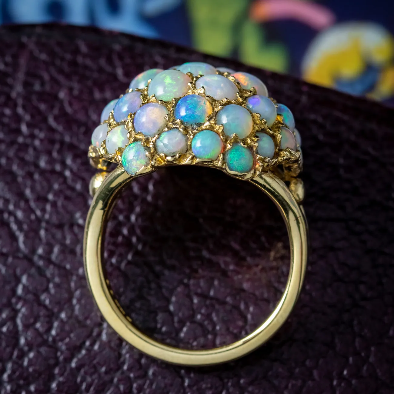 Vintage Opal Boule Cluster Ring 4ct Total Dated 1966
