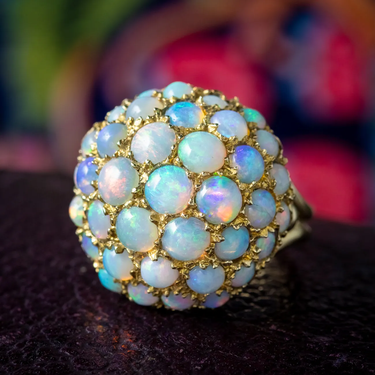 Vintage Opal Boule Cluster Ring 4ct Total Dated 1966