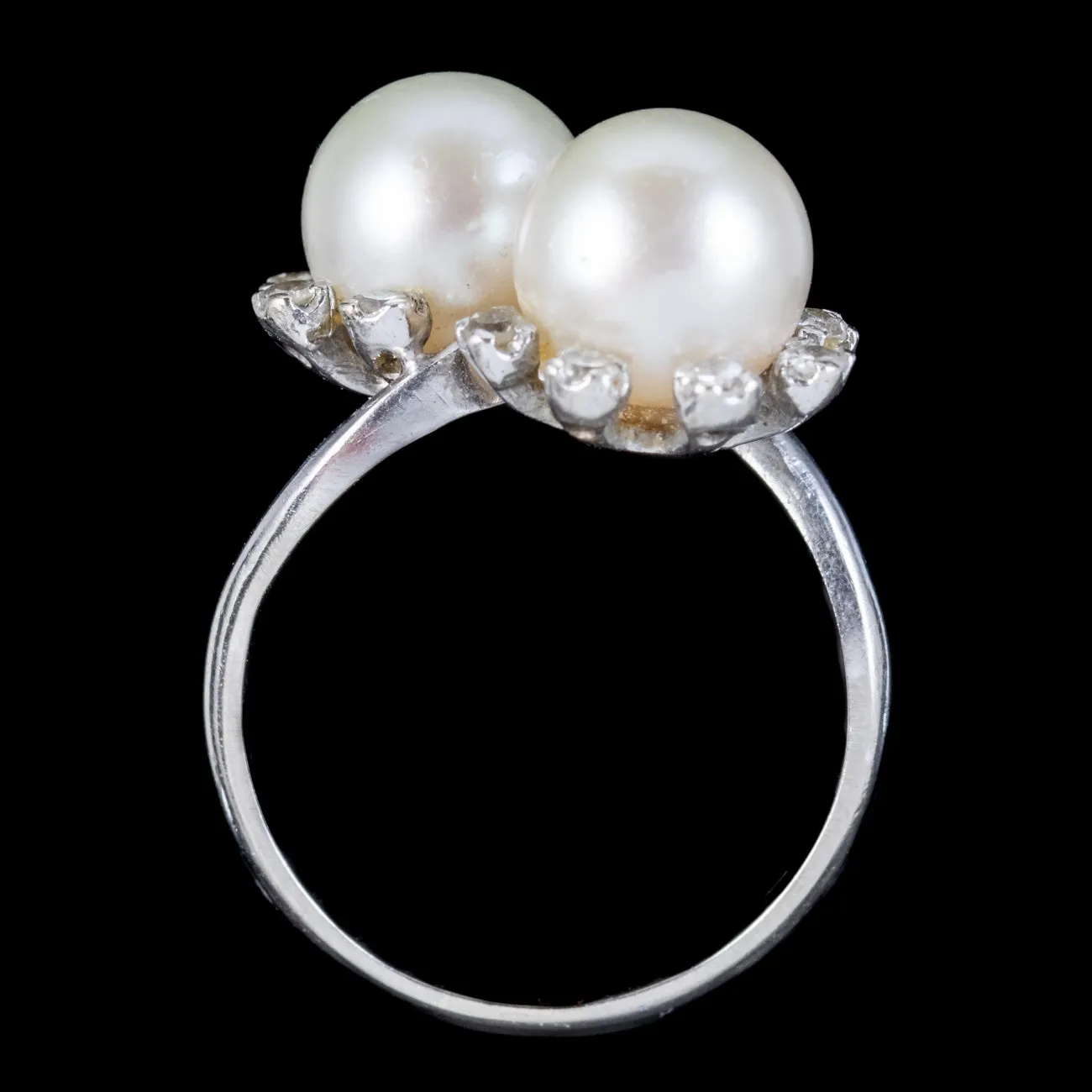 Vintage Pearl Diamond Toi Et Moi Twist Ring Dated 1964