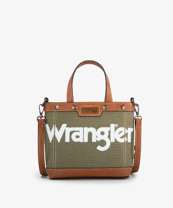 Wrangler Leather Trim Canvas Crossbody Bag
