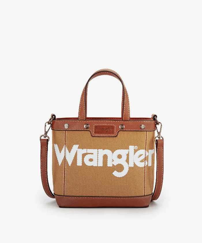 Wrangler Leather Trim Canvas Crossbody Bag