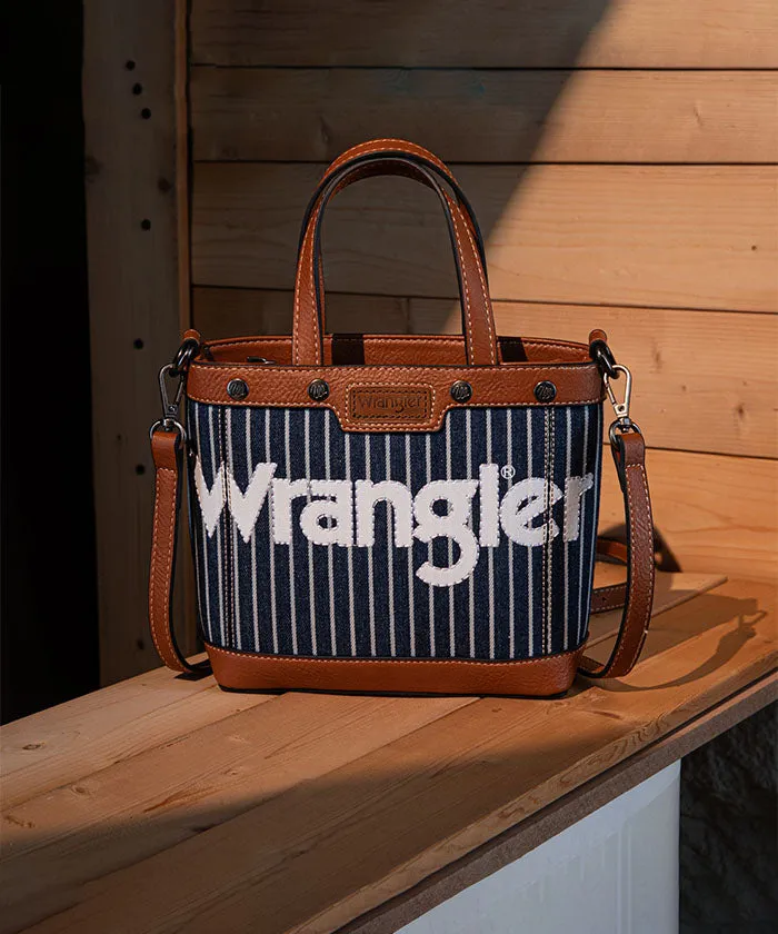 Wrangler Leather Trim Canvas Crossbody Bag
