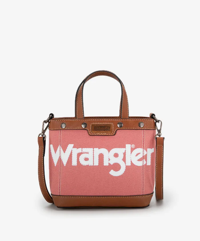 Wrangler Leather Trim Canvas Crossbody Bag