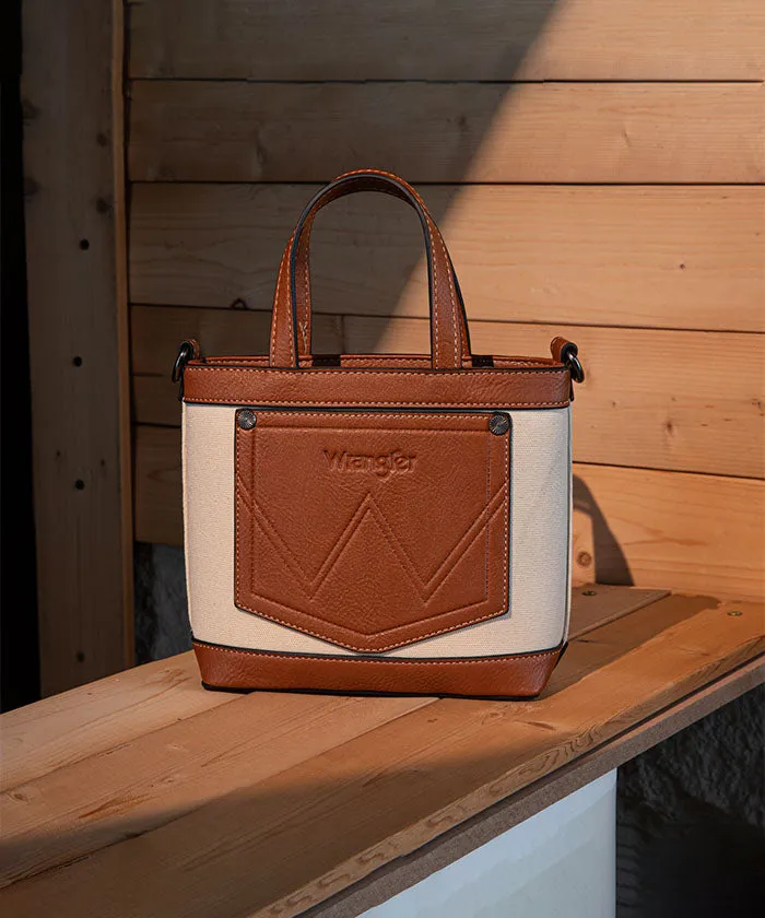 Wrangler Leather Trim Canvas Crossbody Bag
