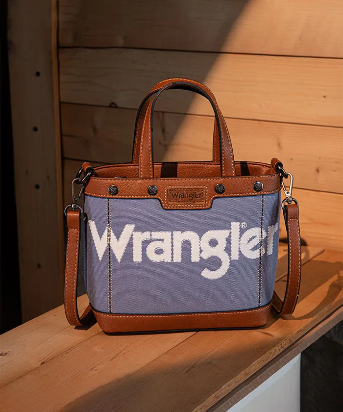 Wrangler Leather Trim Canvas Crossbody Bag