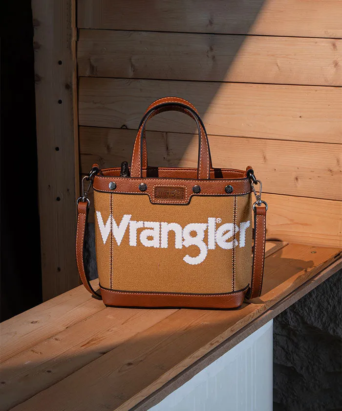Wrangler Leather Trim Canvas Crossbody Bag