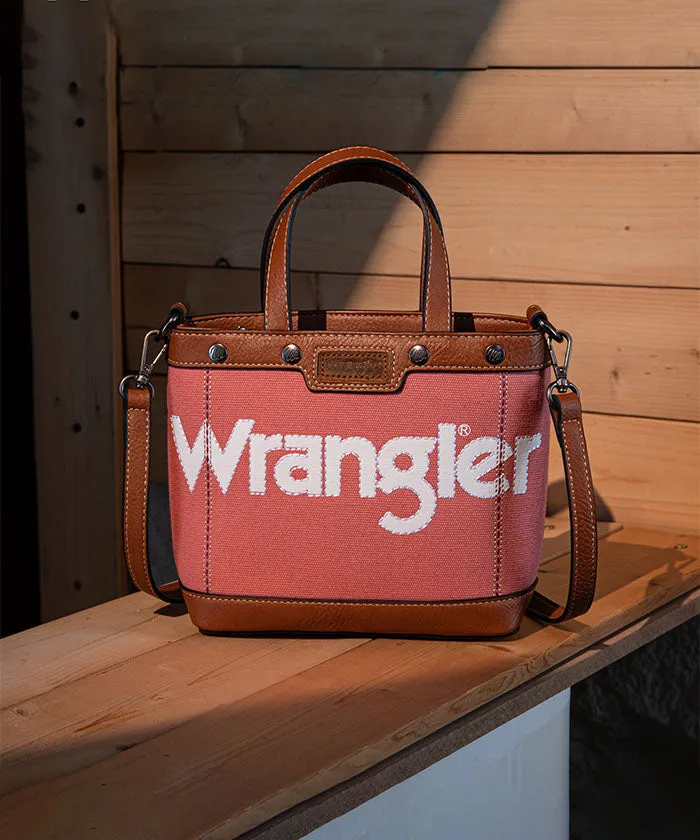 Wrangler Leather Trim Canvas Crossbody Bag